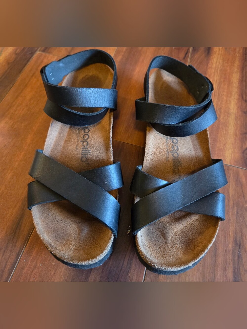 GUC Women's BIRKENSTOCK PAPILLO Black Strappy Sandals Ankle Strap Wedge